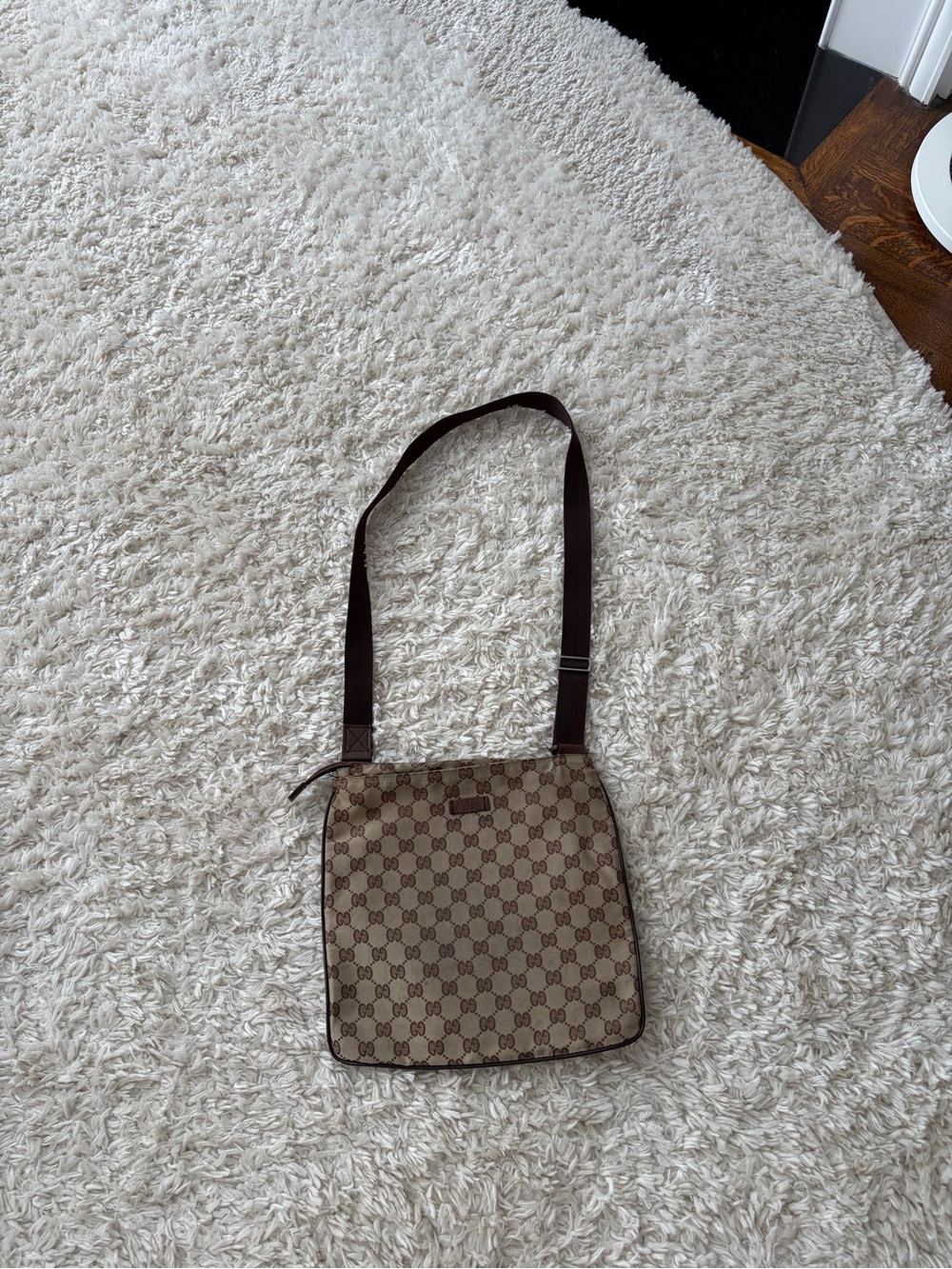 Gucci GG Canvas Flat Messenger Bag, Vintage